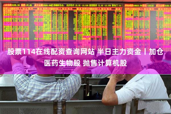 股票114在线配资查询网站 半日主力资金丨加仓医药生物股 抛售计算机股